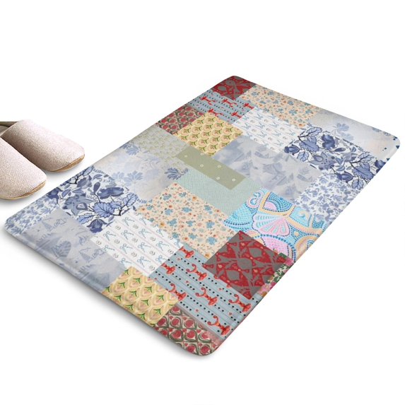 Pioneer Flower Floral Print Flannel Non Slip Door Rugs,Washable Door Mats Indoor,Decorative Door Mats,Dirt-Resistant and Absorbent Doormat for Entrance,Bedroom,Kitchen,Bathroom,31.5"x17"