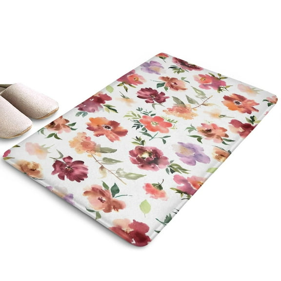 Pioneer Flower Floral Print Flannel Non Slip Door Rugs,Washable Door Mats Indoor,Decorative Door Mats,Dirt-Resistant and Absorbent Doormat for Entrance,Bedroom,Kitchen,Bathroom,23.5"x16"