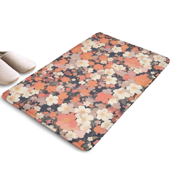 Pioneer Flower Floral Print Flannel Non Slip Door Rugs,Washable Door Mats Indoor,Decorative Door Mats,Dirt-Resistant and Absorbent Doormat for Entrance,Bedroom,Kitchen,Bathroom,23.5"x16"