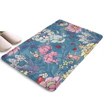 Pioneer Flower Floral Print Flannel Non Slip Door Rugs,Washable Door Mats Indoor,Decorative Door Mats,Dirt-Resistant and Absorbent Doormat for Entrance,Bedroom,Kitchen,Bathroom,23.5"x16"