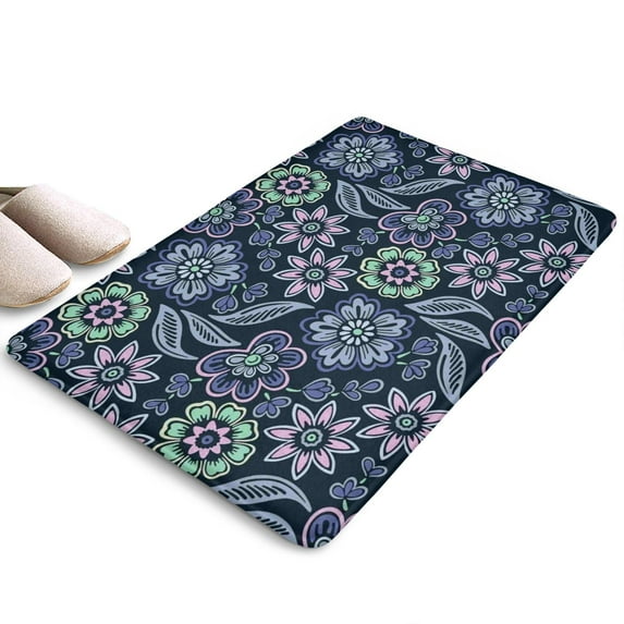 Pioneer Flower Floral Print Flannel Non Slip Door Rugs,Washable Door Mats Indoor,Decorative Door Mats,Dirt-Resistant and Absorbent Doormat for Entrance,Bedroom,Kitchen,Bathroom,23.5"x16"