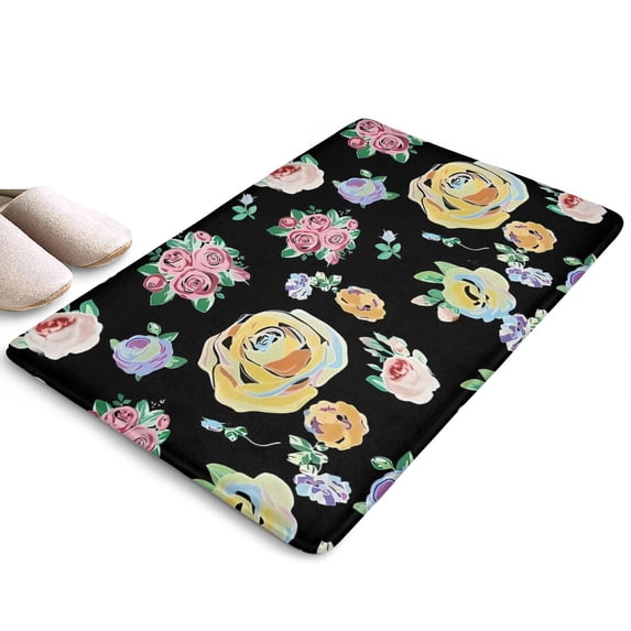 Pioneer Flower Floral Print Flannel Non Slip Door Rugs,Washable Door Mats Indoor,Decorative Door Mats,Dirt-Resistant and Absorbent Doormat for Entrance,Bedroom,Kitchen,Bathroom,31.5"x17"