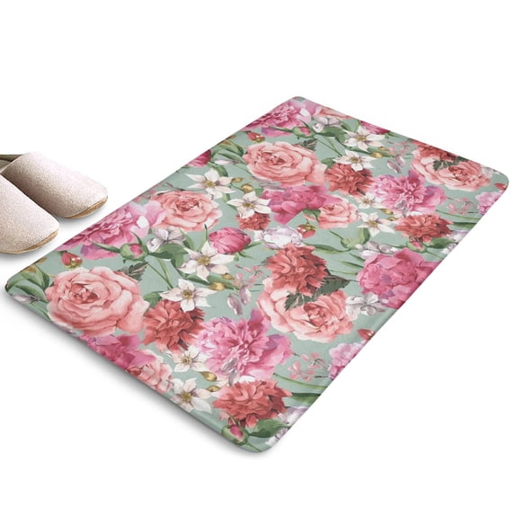 Pioneer Flower Floral Print Flannel Non Slip Door Rugs,Washable Door Mats Indoor,Decorative Door Mats,Dirt-Resistant and Absorbent Doormat for Entrance,Bedroom,Kitchen,Bathroom,23.5"x16"