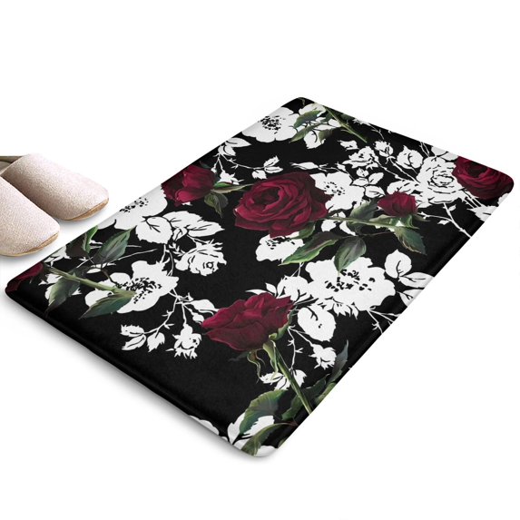 Pioneer Flower Floral Print Flannel Non Slip Door Rugs,Washable Door Mats Indoor,Decorative Door Mats,Dirt-Resistant and Absorbent Doormat for Entrance,Bedroom,Kitchen,Bathroom,23.5"x16"