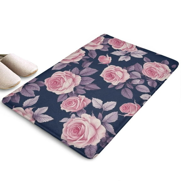 Pioneer Flower Floral Print Flannel Non Slip Door Rugs,Washable Door Mats Indoor,Decorative Door Mats,Dirt-Resistant and Absorbent Doormat for Entrance,Bedroom,Kitchen,Bathroom,23.5"x16"