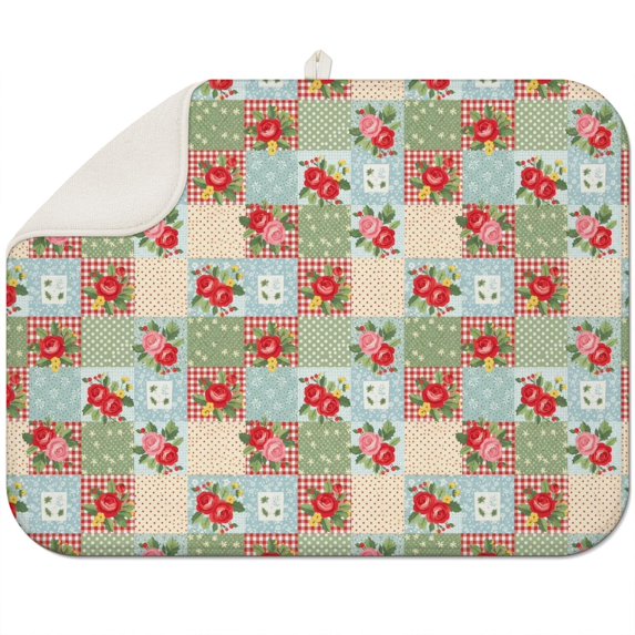 Pioneer Flower Floral Print Pattern 1 Pack Kitchen Dish Drying Mat, Ultra Absorbent Microfiber Dish Drainer Mat, 18"x24"