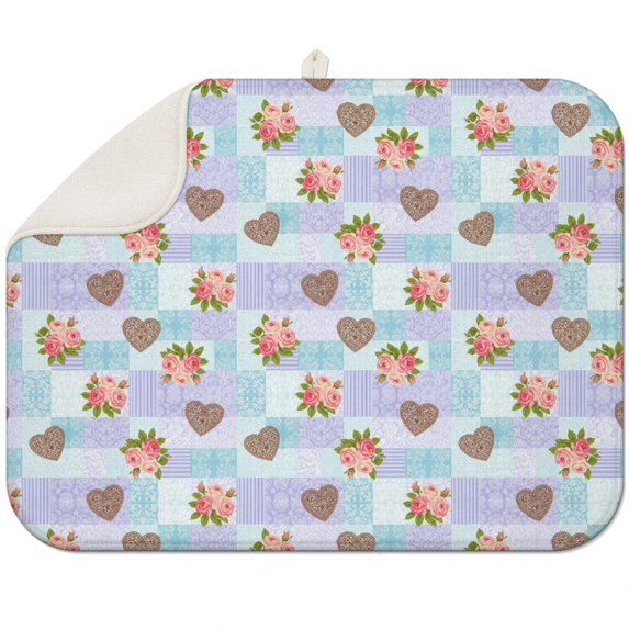 Pioneer Flower Floral Print Pattern 1 Pack Kitchen Dish Drying Mat, Ultra Absorbent Microfiber Dish Drainer Mat, 18"x24"