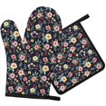 thumbnail image 1 of Pioneer Flower Floral Print Pattern 1-Pack Oven Mitts Set, Heat Resistant Kitchen Gloves, 7.7" X 12", 1 of 6