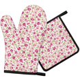 thumbnail image 1 of Pioneer Flower Floral Print Pattern 1-Pack Oven Mitts Set, Heat Resistant Kitchen Gloves, 7.7" X 12", 1 of 6