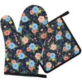 thumbnail image 1 of Pioneer Flower Floral Print Pattern 1-Pack Oven Mitts Set, Heat Resistant Kitchen Gloves, 7.7" X 12", 1 of 6