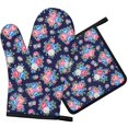 thumbnail image 1 of Pioneer Flower Floral Print Pattern 1-Pack Oven Mitts Set, Heat Resistant Kitchen Gloves, 7.7" X 12", 1 of 6
