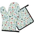 thumbnail image 1 of Pioneer Flower Floral Print Pattern 1-Pack Oven Mitts Set, Heat Resistant Kitchen Gloves, 7.7" X 12", 1 of 6