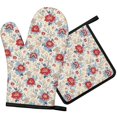 thumbnail image 1 of Pioneer Flower Floral Print Pattern 1-Pack Oven Mitts Set, Heat Resistant Kitchen Gloves, 7.7" X 12", 1 of 6
