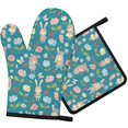 thumbnail image 1 of Pioneer Flower Floral Print Pattern 1-Pack Oven Mitts Set, Heat Resistant Kitchen Gloves, 7.7" X 12", 1 of 6