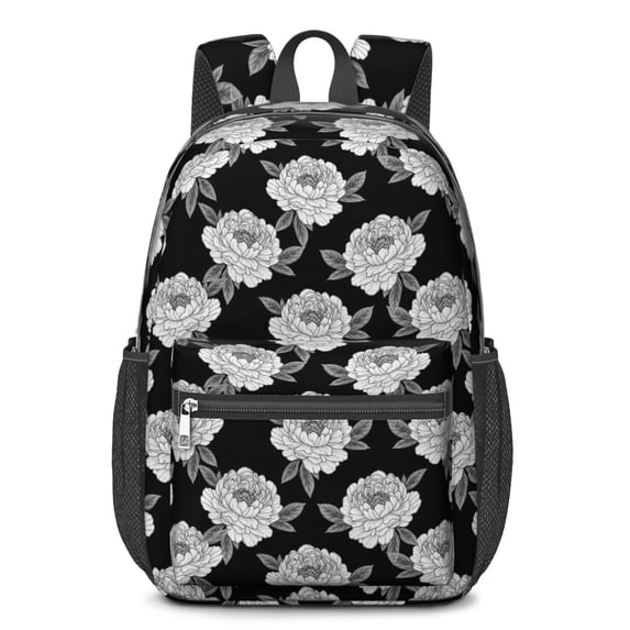 Pioneer Flower Floral Print Pattern 17" School Backpacks for Teens,Waterproof Oxford Fabric,S-Shape Padded Straps for School,Travel,Hiking,Camping