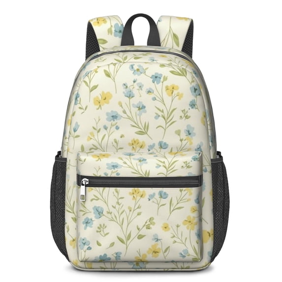 Pioneer Flower Floral Print Pattern 17" School Backpacks for Teens,Waterproof Oxford Fabric,S-Shape Padded Straps for School,Travel,Hiking,Camping