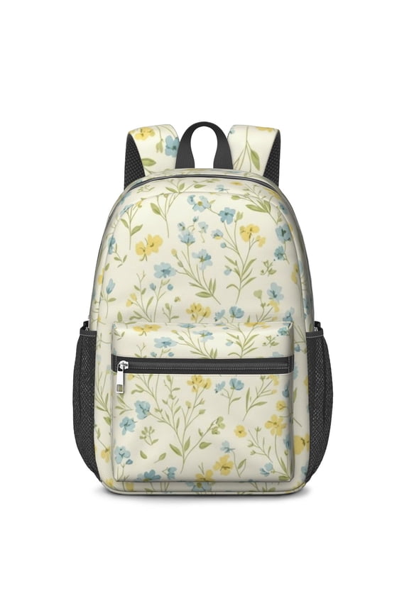 Pioneer Flower Floral Print Pattern 17" School Backpacks for Teens,Waterproof Oxford Fabric,S-Shape Padded Straps for School,Travel,Hiking,Camping