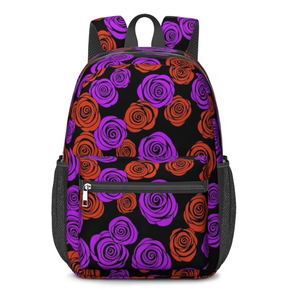Pioneer Flower Floral Print Pattern 17" School Backpacks for Teens,Waterproof Oxford Fabric,S-Shape Padded Straps for School,Travel,Hiking,Camping