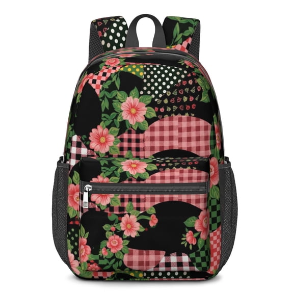 Pioneer Flower Floral Print Pattern 17" School Backpacks for Teens,Waterproof Oxford Fabric,S-Shape Padded Straps for School,Travel,Hiking,Camping