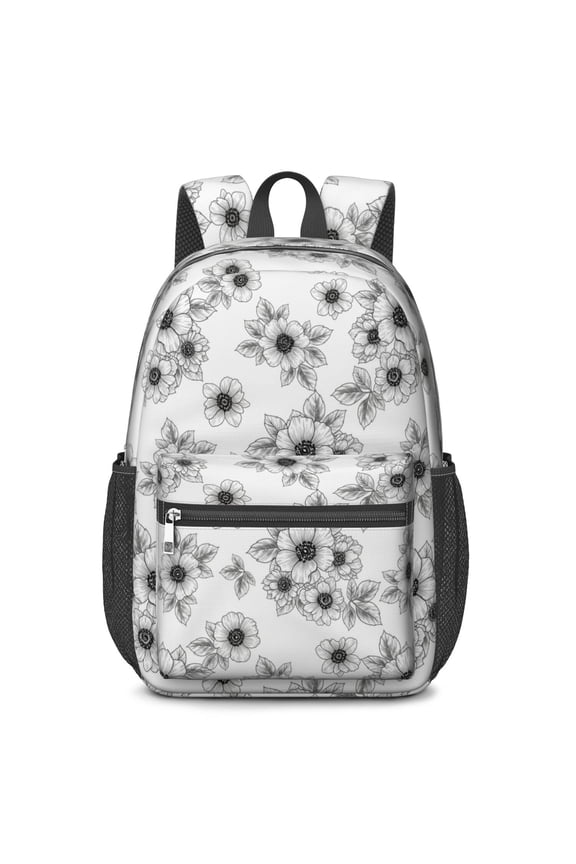 Pioneer Flower Floral Print Pattern 17" School Backpacks for Teens,Waterproof Oxford Fabric,S-Shape Padded Straps for School,Travel,Hiking,Camping