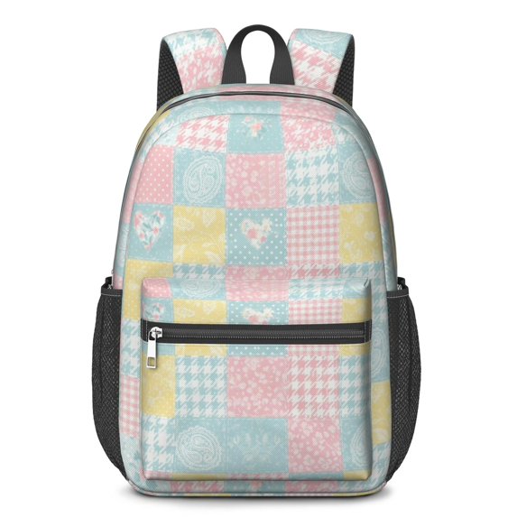 Pioneer Flower Floral Print Pattern 17" School Backpacks for Teens,Waterproof Oxford Fabric,S-Shape Padded Straps for School,Travel,Hiking,Camping