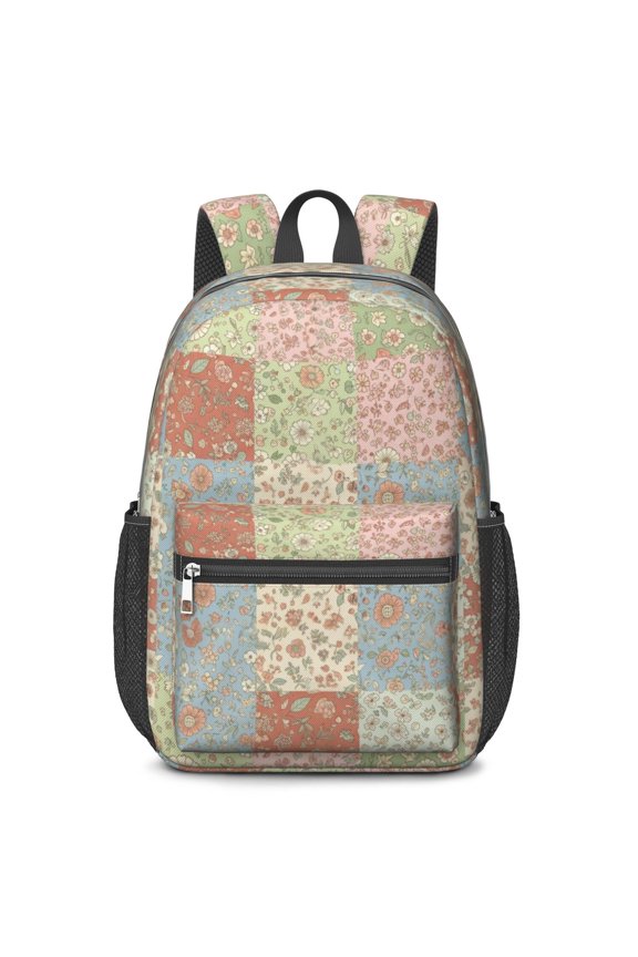 Pioneer Flower Floral Print Pattern 17" School Backpacks for Teens,Waterproof Oxford Fabric,S-Shape Padded Straps for School,Travel,Hiking,Camping