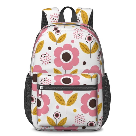 Pioneer Flower Floral Print Pattern 17" School Backpacks for Teens,Waterproof Oxford Fabric,S-Shape Padded Straps for School,Travel,Hiking,Camping