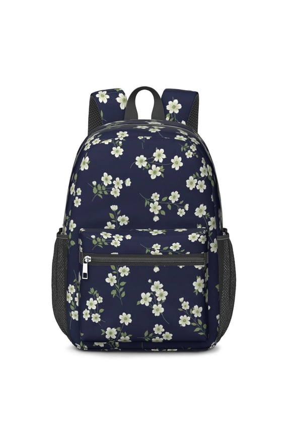 Pioneer Flower Floral Print Pattern 17" Waterproof Oxford School Backpacks for Teens, S-Shape Padded Straps, for School, Travel, Hiking, Camping