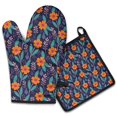 thumbnail image 1 of Pioneer Flower Floral Print Pattern 2-Pack Oven Mitts Set, Heat Resistant Kitchen Gloves, 7.7" X 12", 1 of 6