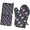 thumbnail image 1 of Pioneer Flower Floral Print Pattern 2-Pack Oven Mitts Set, Heat Resistant Kitchen Gloves, 7.7" X 12", 1 of 6