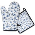 thumbnail image 1 of Pioneer Flower Floral Print Pattern 2-Pack Oven Mitts Set, Heat Resistant Kitchen Gloves, 7.7" X 12", 1 of 6