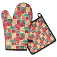 thumbnail image 1 of Pioneer Flower Floral Print Pattern 2-Pack Oven Mitts Set, Heat Resistant Kitchen Gloves, 7.7" X 12", 1 of 6
