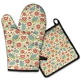 thumbnail image 1 of Pioneer Flower Floral Print Pattern 2-Pack Oven Mitts Set, Heat Resistant Kitchen Gloves, 7.7" X 12", 1 of 2