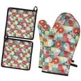thumbnail image 1 of Pioneer Flower Floral Print Pattern 2-Pack Oven Mitts Set, Heat Resistant Kitchen Gloves, 7.7" X 12", 1 of 3