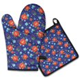 thumbnail image 1 of Pioneer Flower Floral Print Pattern 2-Pack Oven Mitts Set, Heat Resistant Kitchen Gloves, 7.7" X 12", 1 of 6
