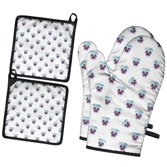 Pioneer Flower Floral Print Pattern 2-Pack Oven Mitts Set, Heat Resistant Kitchen Gloves, 7.7" X 12"
