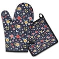 thumbnail image 1 of Pioneer Flower Floral Print Pattern 2-Pack Oven Mitts Set, Heat Resistant Kitchen Gloves, 7.7" X 12", 1 of 6