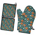 thumbnail image 1 of Pioneer Flower Floral Print Pattern 2-Pack Oven Mitts Set, Heat Resistant Kitchen Gloves, 7.7" X 12", 1 of 6