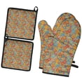 thumbnail image 1 of Pioneer Flower Floral Print Pattern 2-Pack Oven Mitts Set, Heat Resistant Kitchen Gloves, 7.7" X 12", 1 of 6