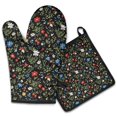 thumbnail image 1 of Pioneer Flower Floral Print Pattern 2-Pack Oven Mitts Set, Heat Resistant Kitchen Gloves, 7.7" X 12", 1 of 6