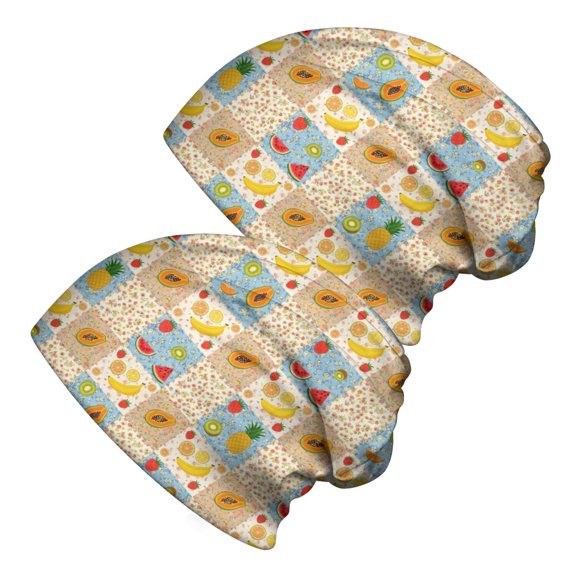 Pioneer Flower Floral Print Pattern 2 Pack Slouchy Beanie Hat, Warm Winter Skull Cap with Stretchy Fabric & Soft Texture, Warm Thermal Gifts for Unisex Men Women