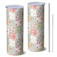 thumbnail image 1 of Pioneer Flower Floral Print Pattern 20oz Skinny Tumbler with Straw & Lid, Double Wall Vacuum Insulated Cup, Leak-Proof, Cup Holder Friendly, Hot 6H Cold 12H, 1 of 6