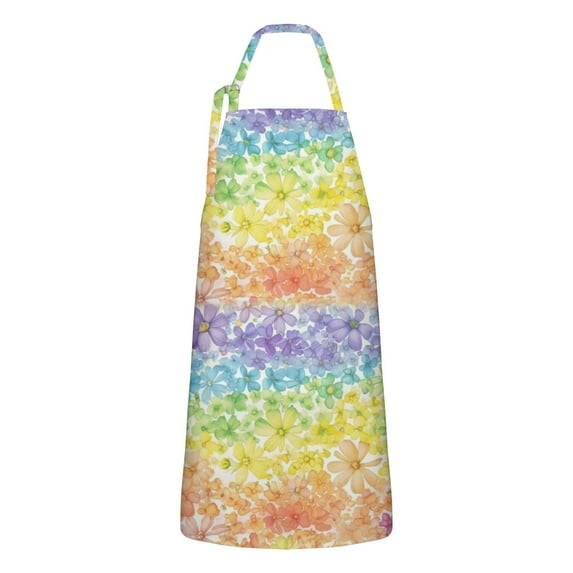 Pioneer Flower Floral Print Pattern Apron-Garden Aprons for Women with Pockets-Cotton Linen Waterproof Kitchen Cooking Gardening Aprons Adjustable for Kitchen,Cooking,BBQ and Salon 33x27 Inch