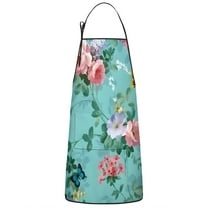 Pioneer Flower Floral Print Pattern Apron-Garden Aprons for Women with Pockets-Cotton Linen Waterproof Kitchen Cooking Gardening Aprons Adjustable for Kitchen,Cooking,BBQ and Salon 33x27 Inch