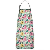 Pioneer Flower Floral Print Pattern Apron-Garden Aprons for Women with Pockets-Cotton Linen Waterproof Kitchen Cooking Gardening Aprons Adjustable for Kitchen,Cooking,BBQ and Salon 33x27 Inch