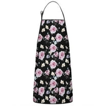 Pioneer Flower Floral Print Pattern Apron-Garden Aprons for Women with Pockets-Cotton Linen Waterproof Kitchen Cooking Gardening Aprons Adjustable for Kitchen,Cooking,BBQ and Salon 33x27 Inch