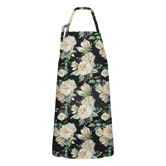 Pioneer Flower Floral Print Pattern Apron-Garden Aprons for Women with Pockets-Cotton Linen Waterproof Kitchen Cooking Gardening Aprons Adjustable for Kitchen,Cooking,BBQ and Salon 33x27 Inch