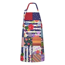 Pioneer Flower Floral Print Pattern Apron-Garden Aprons for Women with Pockets-Cotton Linen Waterproof Kitchen Cooking Gardening Aprons Adjustable for Kitchen,Cooking,BBQ and Salon 33x27 Inch