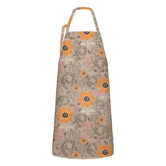Pioneer Flower Floral Print Pattern Apron-Garden Aprons for Women with Pockets-Cotton Linen Waterproof Kitchen Cooking Gardening Aprons Adjustable for Kitchen,Cooking,BBQ and Salon 33x27 Inch