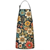 Pioneer Flower Floral Print Pattern Apron-Garden Aprons for Women with Pockets-Cotton Linen Waterproof Kitchen Cooking Gardening Aprons Adjustable for Kitchen,Cooking,BBQ and Salon 33x27 Inch